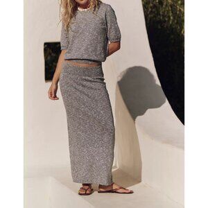 Isabella Cotton-Linen Skirt Set - Color Steel Grey Combo